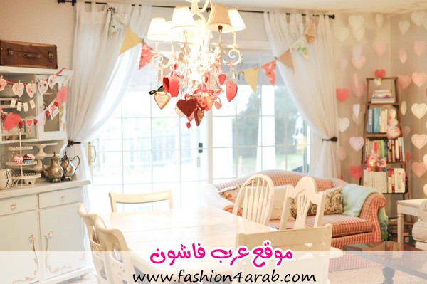 valentines-day-decoration-in-living-room-amusing-white-pendant-lamp-love-heart-curtain-chocolate-coffee-desk-rectangular-dining-table-elegant-vintage-cabinetry-glass-door-red-sofa-floral-cushion-book